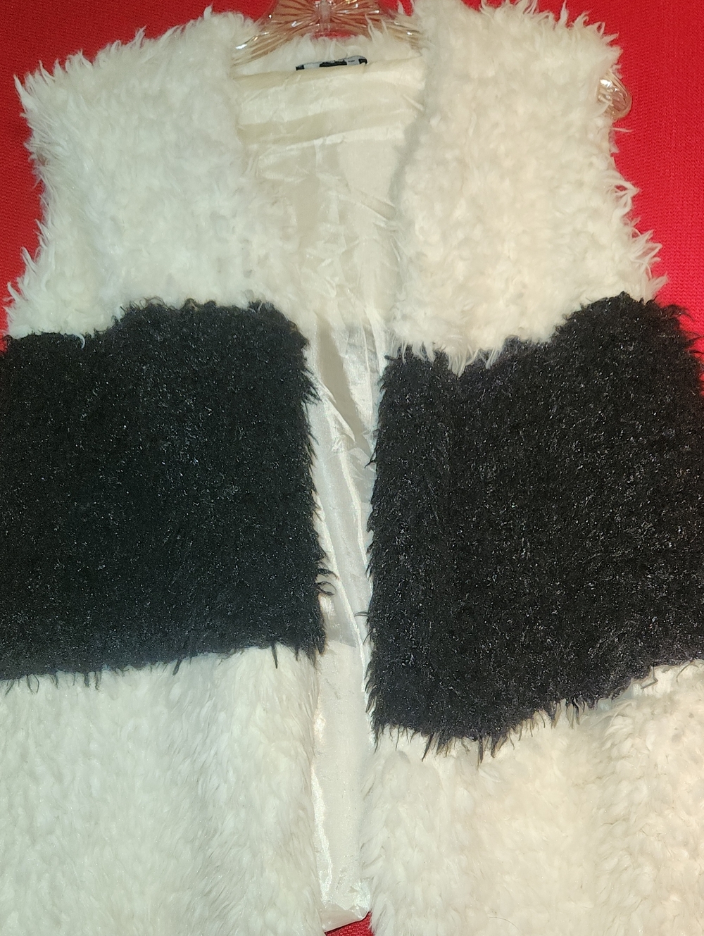 Rouge Helium Black and White Faux Fur Vest